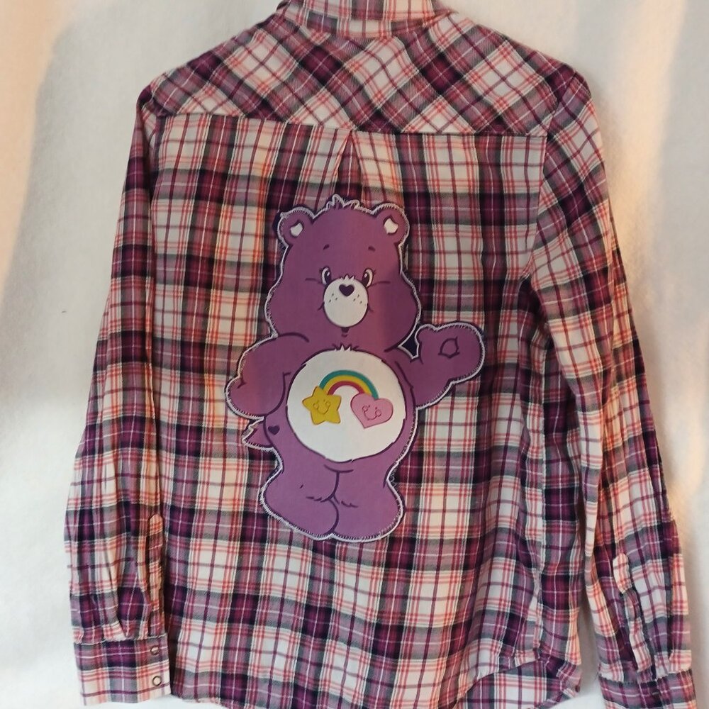 Care Bear upcycled recycled Flannel Shirt